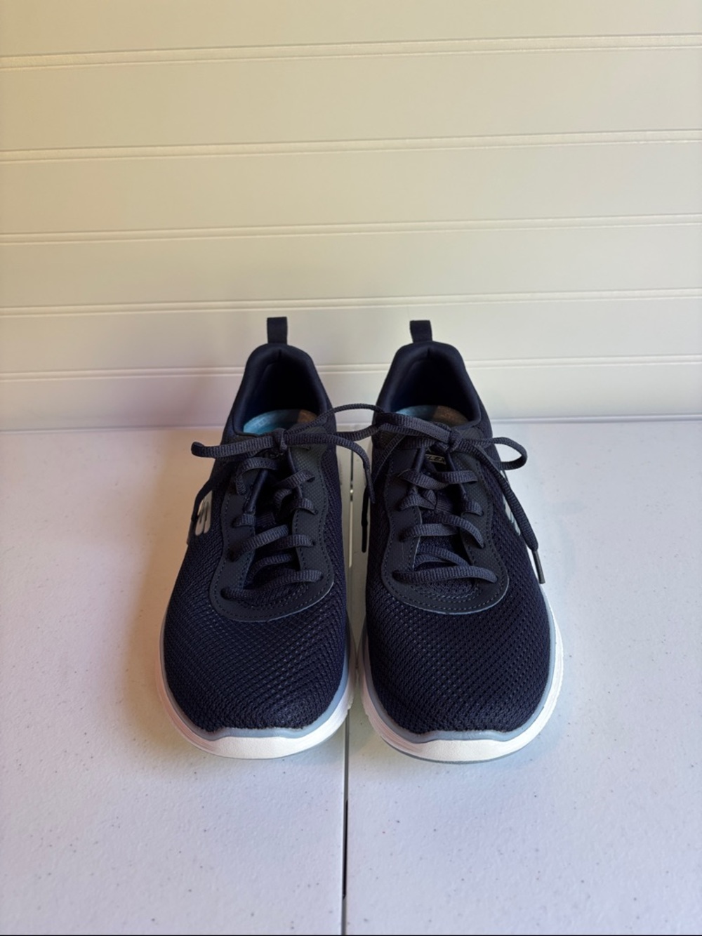 Skechers Navy Blue Athletic Sneakers with White Soles